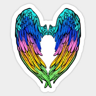 Pastel Rainbow Angels Wings Back Design T-Shirt, Phone Case and Others Sticker